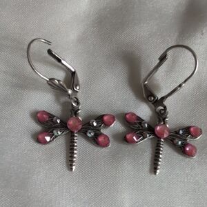 Pink Dragonfly Earrings